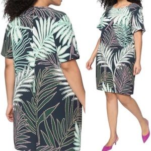 Eloquii Tropical Palm Printed Shift Dress Size 20